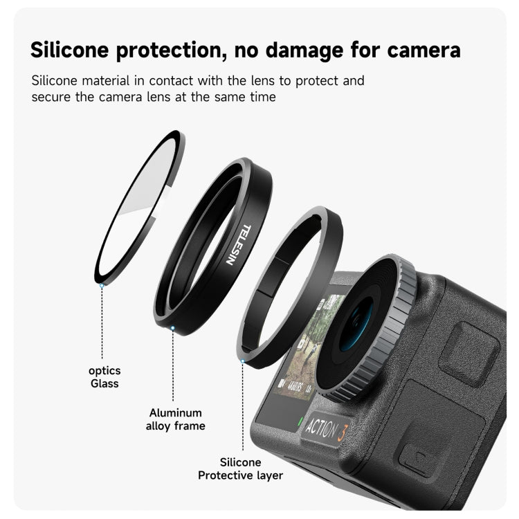 For DJI OSMO Action 3 / 4  TELESIN ND CPL Filter Set Aluminium Alloy Frame Lens, CPL+ND8/16/32