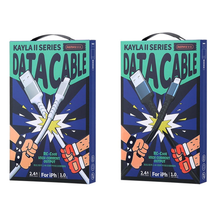 REMAX RC-C008 2.4A TPE Soft Anti-breakage Data Cable,Length 1m, USB To Micro USB, USB To 8 Pin