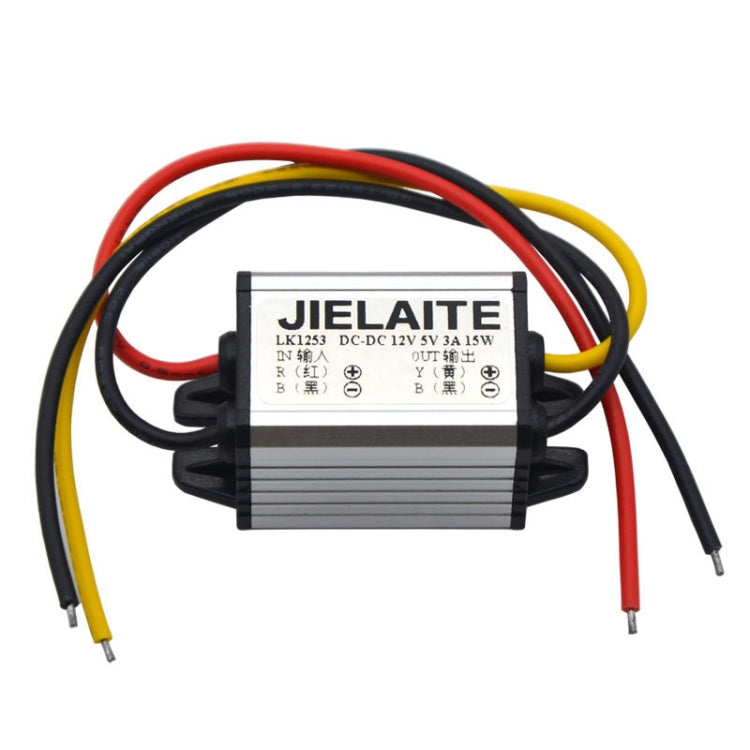 JIELAITE LK1253 15W Aluminum Alloy Intelligent Protection Waterproof Car Power Converter, 12V to 3V/3A, 12V to 3.3V/3A, 12V to 3.7V/3A, 12V to 4.2V/3A, 12V to 5V/3A, 12V to 6V/3A, 12V to 7.5V/3A, 12V to 9V/2A