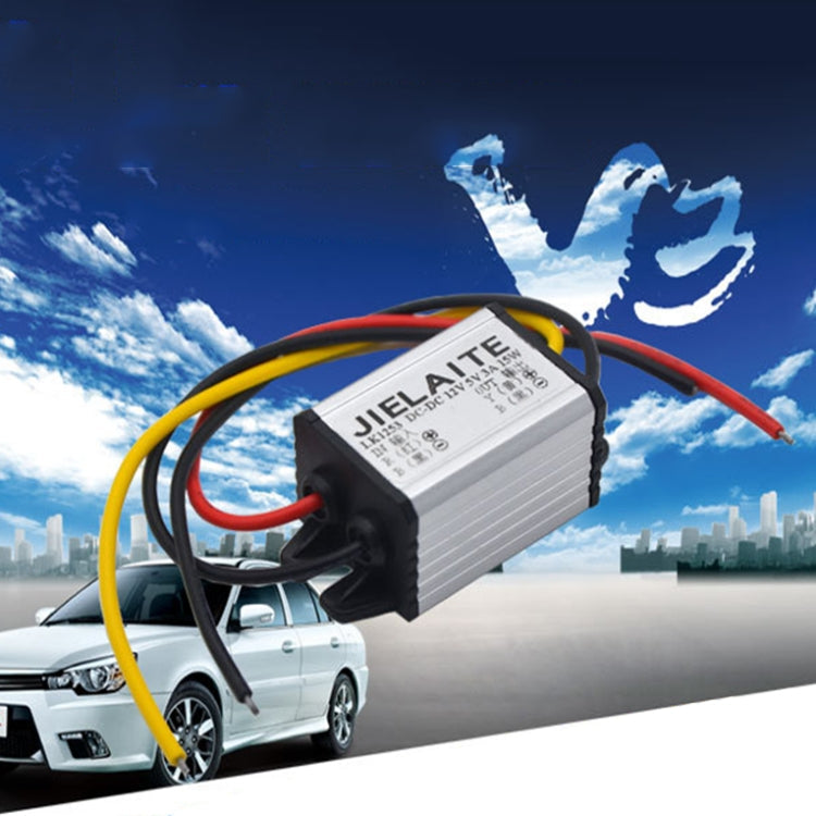 JIELAITE LK1253 15W Aluminum Alloy Intelligent Protection Waterproof Car Power Converter, 12V to 3V/3A, 12V to 3.3V/3A, 12V to 3.7V/3A, 12V to 4.2V/3A, 12V to 5V/3A, 12V to 6V/3A, 12V to 7.5V/3A, 12V to 9V/2A