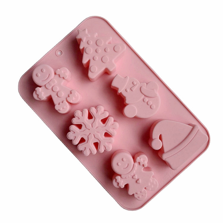 6-fach Kuchenform, lebensmittelechtes, antihaftbeschichtetes Silikon, Frohe Weihnachten Festtags-Dessertform, Pink Stil 1, Pink Stil 2