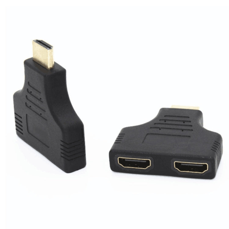 5pcs HDMI Male To 2 HDMI Female Adapter HD Computer Conversion Transformation Plug(Black)
