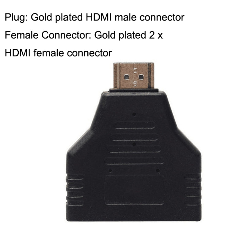 5pcs HDMI Male To 2 HDMI Female Adapter HD Computer Conversion Transformation Plug(Black)