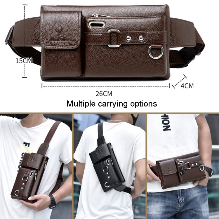 WEIXIER 8117 Men Sports Waist Bag Multi-Function Outdoor PU Bag, 8117 Brown, 8117 Black