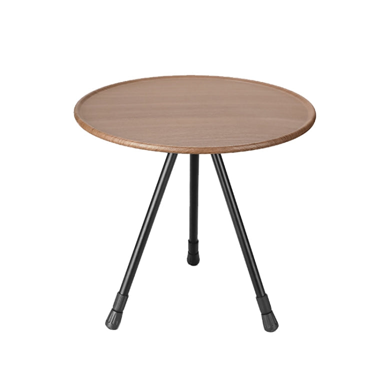 Klappbarer, kleiner runder Campingtisch aus Aluminiumlegierung, höhenverstellbar und tragbar, Farbe: Holzoptik
