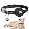 AirTag Silicone Pet Collar Case Reflective Cat Dog Tracker Holder with Bell Black