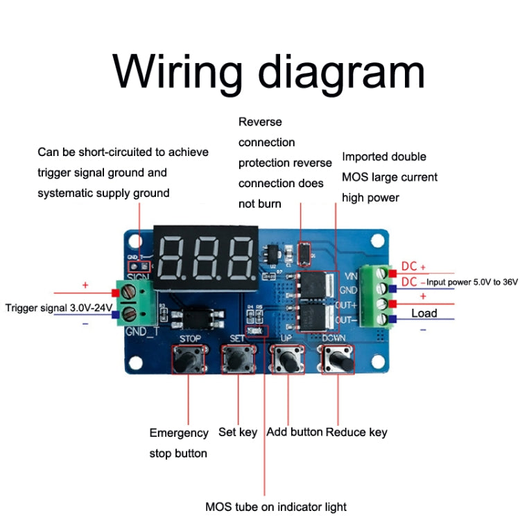 Deek-Robot DDC-432 Delay Relay Switch DC5V-30V Dual MOS Tube Digital Display Time Relay Controller, Time Relay Controller