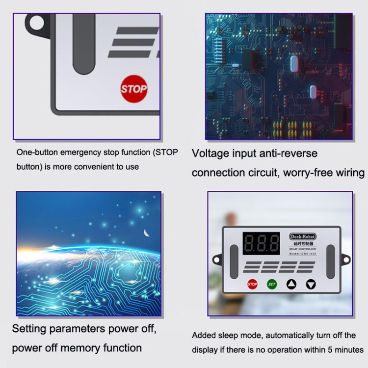 Deek-Robot DDC-432 Delay Relay Switch DC5V-30V Dual MOS Tube Digital Display Time Relay Controller, Time Relay Controller