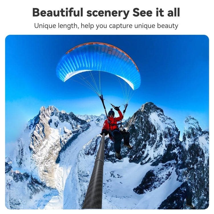 TELESIN 3M Carbonfaser Selfie Stick Monopod mit 1/4 Zoll Schraube für DJI, Insta360, GoPro und andere Action Kameras, 3m