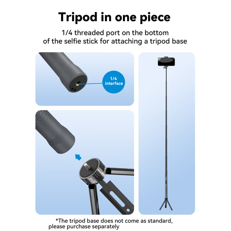 TELESIN 3M Carbonfaser Selfie Stick Monopod mit 1/4 Zoll Schraube für DJI, Insta360, GoPro und andere Action Kameras, 3m