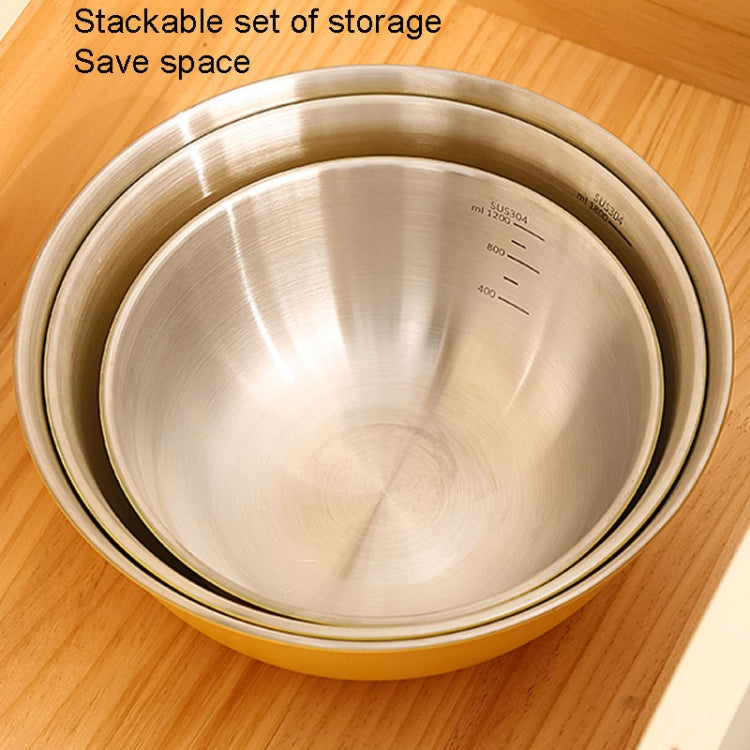 304 Stainless Steel Food Grade Dishes Bowl Kitchen Baking Stirring Bowl Vegetables Sandwood Basin, 19cm (Yellow), 22cm (Yellow), 24cm (Yellow), 19cm (White), 22cm (White), 24cm (White)