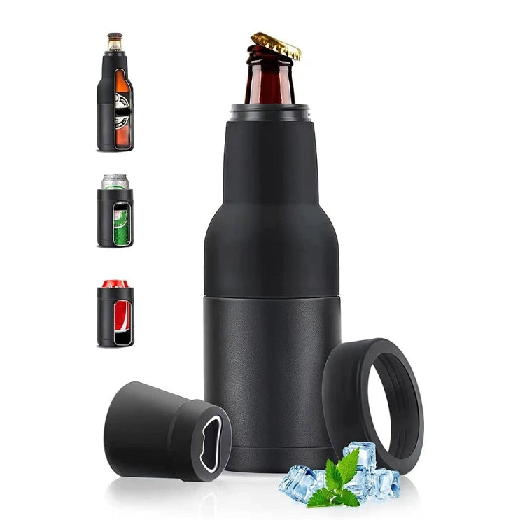 Beer Bottle and Can Cooler with Beer Opener (Black Colour)