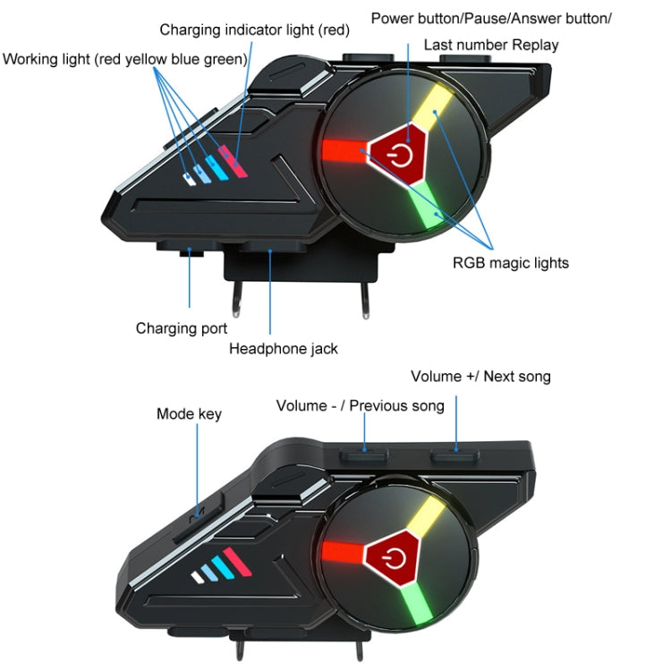 KUQIBAO Motorcycle Helmet Built-in Waterproof Bluetooth Earphone(Hard Microphone)