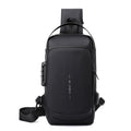 WEPOWER Herren Brusttasche Anti-Diebstahl Zahlenschloss Motorradtasche Umhängetasche (Schwarz)