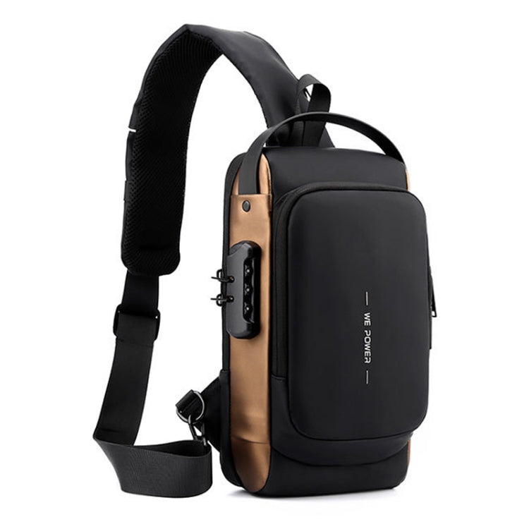 WEPOWER Herren Brusttasche Anti-Diebstahl Zahlenschloss Motorradtasche Umhängetasche (Schwarz)
