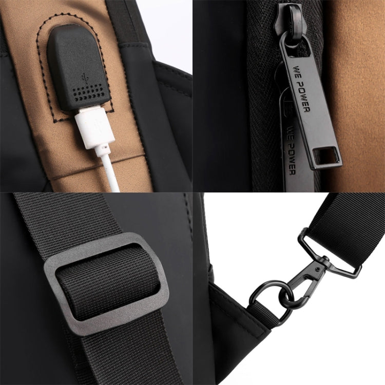 WEPOWER Herren Brusttasche Anti-Diebstahl Zahlenschloss Motorradtasche Umhängetasche (Schwarz)