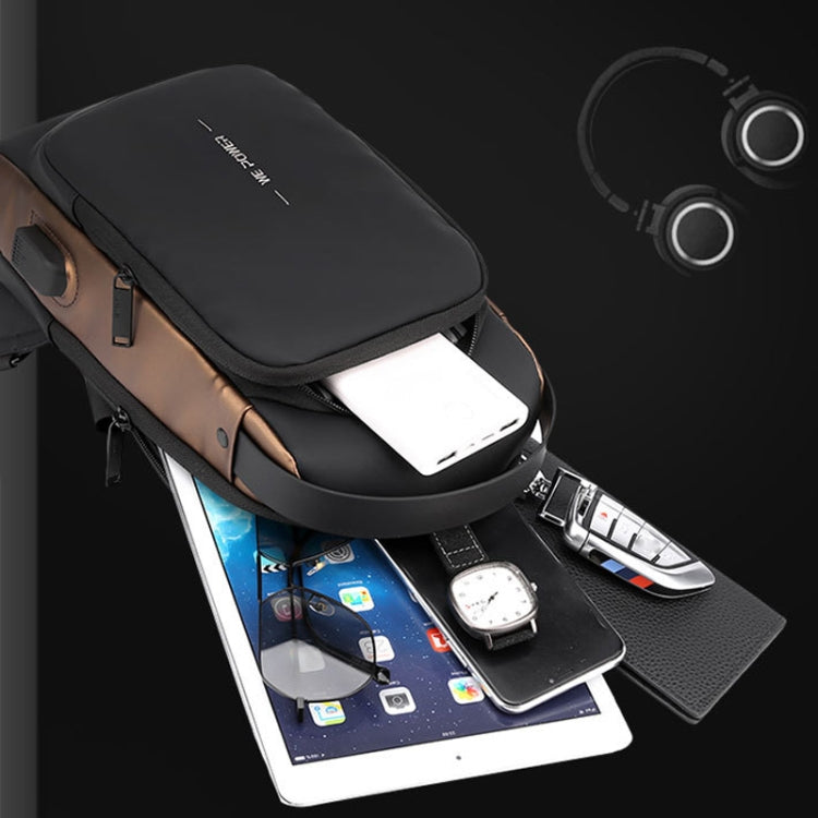 WEPOWER Herren Brusttasche Anti-Diebstahl Zahlenschloss Motorradtasche Umhängetasche (Schwarz)