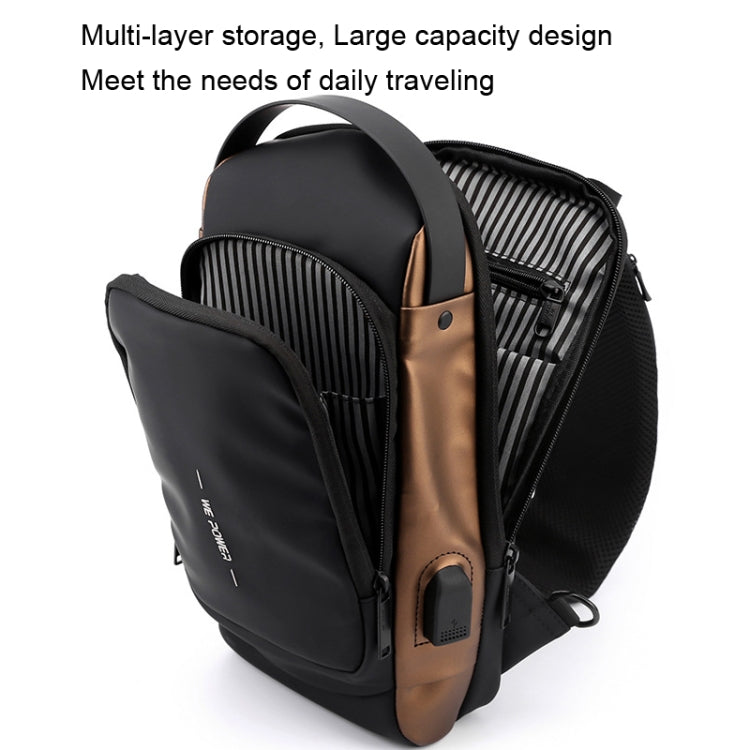 WEPOWER Herren Brusttasche Anti-Diebstahl Zahlenschloss Motorradtasche Umhängetasche (Schwarz)