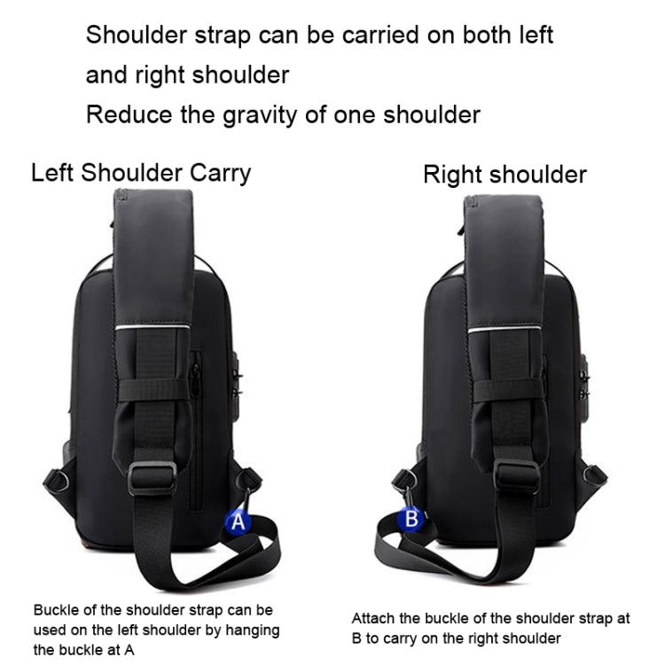WEPOWER Herren Brusttasche Anti-Diebstahl Zahlenschloss Motorradtasche Umhängetasche (Schwarz)