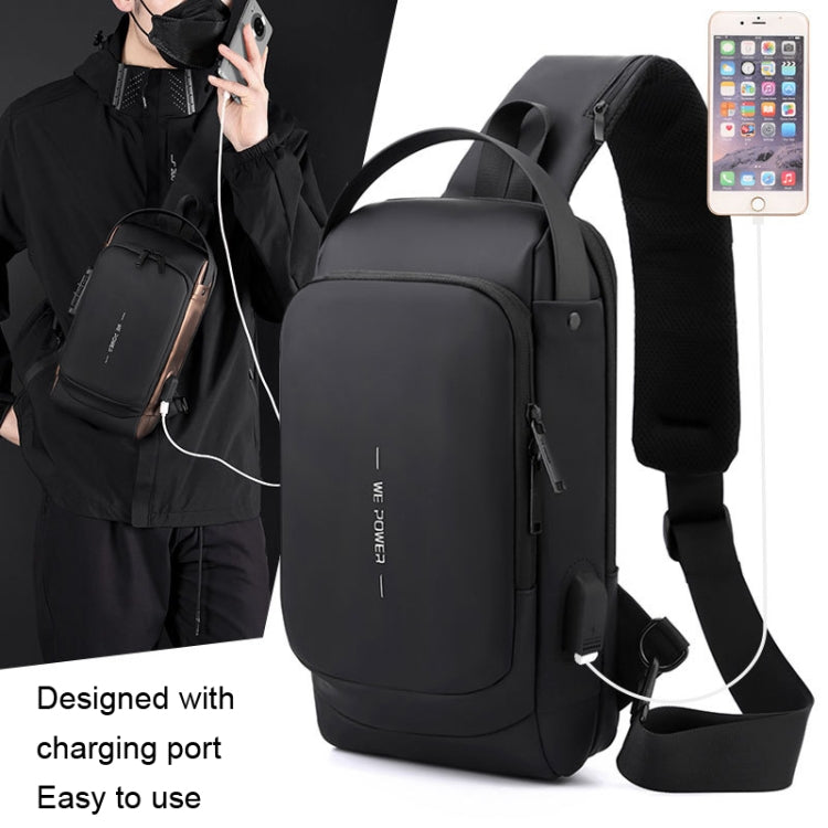 WEPOWER Herren Brusttasche Anti-Diebstahl Zahlenschloss Motorradtasche Umhängetasche (Schwarz)