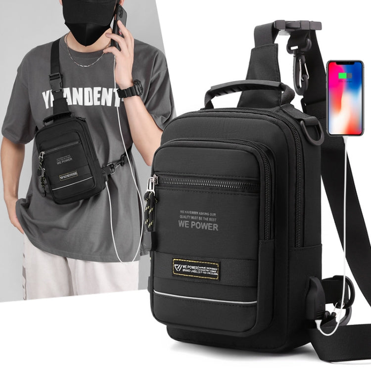 WEPOWER Men Chest Bag Outdoor Shoulder Messengers Bag With USB Charging Port Sports Small Bag(Royal Blue)