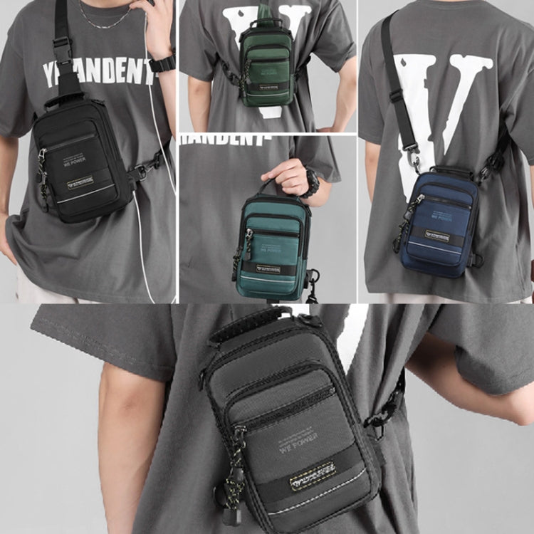 WEPOWER Men Chest Bag Outdoor Shoulder Messengers Bag With USB Charging Port Sports Small Bag(Gray Green)