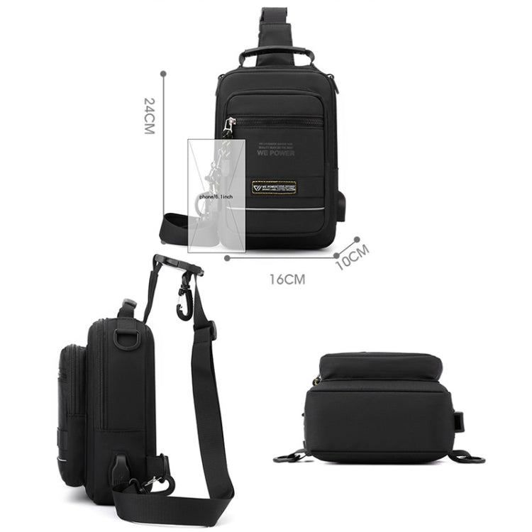 WEPOWER Men Chest Bag Outdoor Shoulder Messengers Bag With USB Charging Port Sports Small Bag(Gray Green)