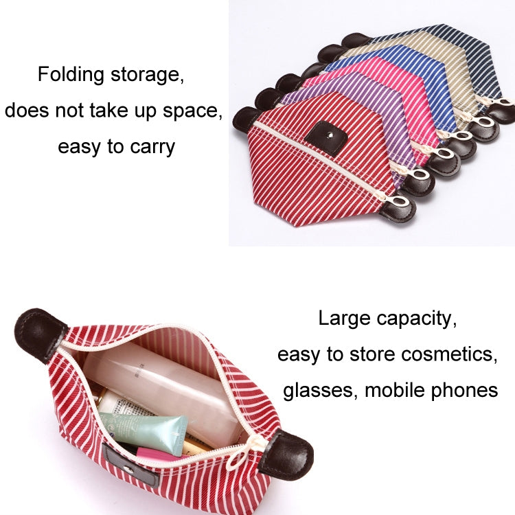 Striped Dumpling Cosmetic Bag Travel Folding Toiletry Bag(Navy Blue)