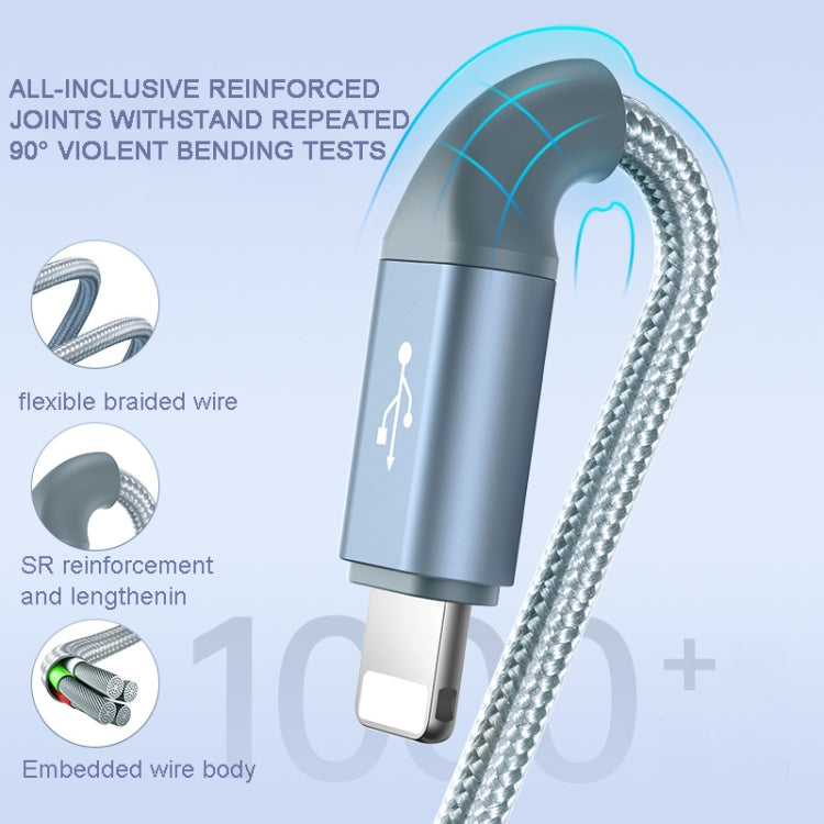 ROMOSS CB25 3 In 1 3.5A  8 Pin + Micro USB + Type C/USB-C Cable 1m(Blue)