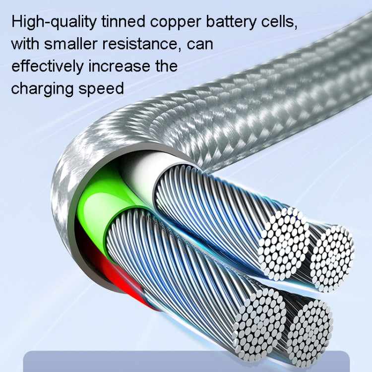 ROMOSS CB25 3 In 1 3.5A  8 Pin + Micro USB + Type C/USB-C Cable 1m(Space Gray)