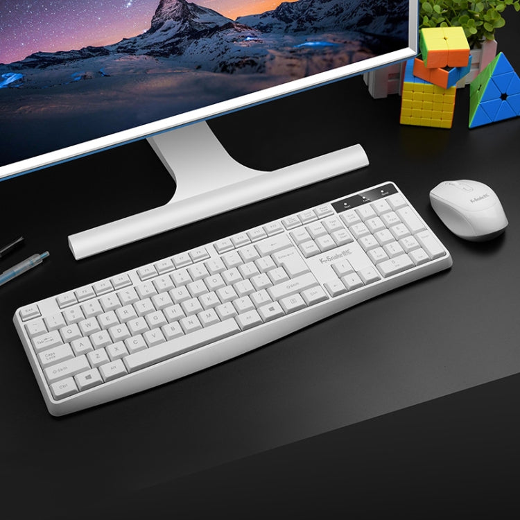 K-Snake WK800 Kabelloses 2.4G Tastatur-Maus-Set für Desktop-Computer, Notebook, Büro und Heimgebrauch, Weiß, Schwarz