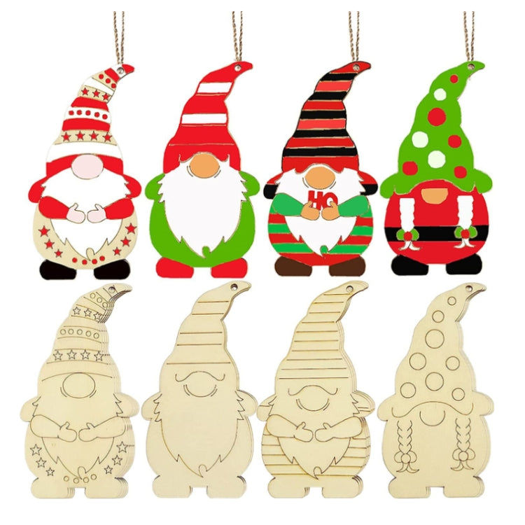 Weihnachtsbaum DIY Malerei Holz Zwerg Elf Hängedekorationen, 4 Stk./Set, 8 Stk./Set, 12 Stk./Set, 32 Stk./Set