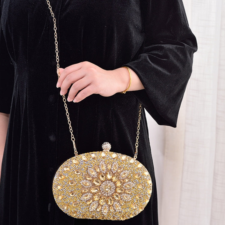 Oval Sunflower Diamond Evening Party Clutch Bag(Gold)