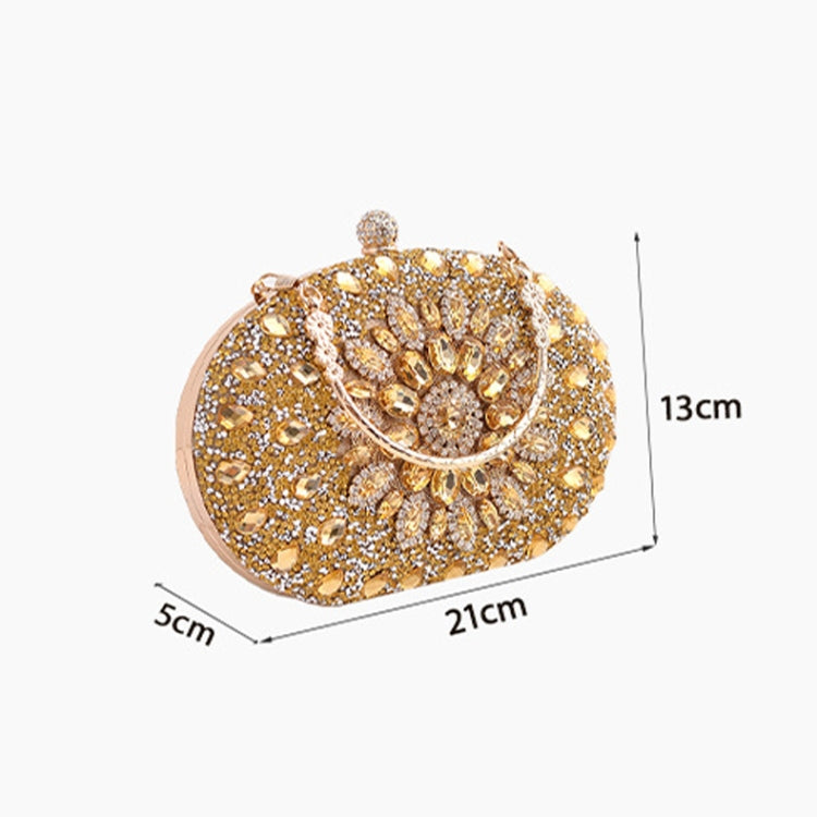 Oval Sunflower Diamond Evening Party Clutch Bag(Gold)