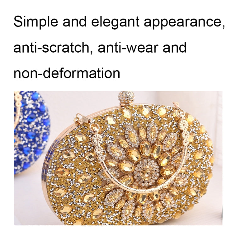Oval Sunflower Diamond Evening Party Clutch Bag(Gold)