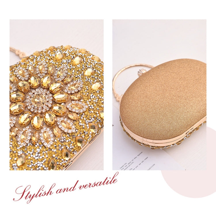 Oval Sunflower Diamond Evening Party Clutch Bag(Black)