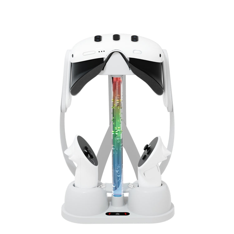 Ladestation-Aufbewahrungshalterung für Meta Quest 3 VR-Brille mit coolem RGB-Licht (Weiß)