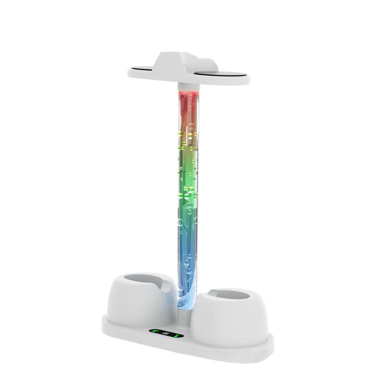 Ladestation-Aufbewahrungshalterung für Meta Quest 3 VR-Brille mit coolem RGB-Licht (Weiß)