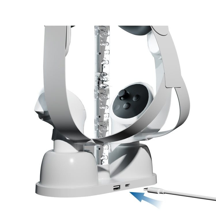 Ladestation-Aufbewahrungshalterung für Meta Quest 3 VR-Brille mit coolem RGB-Licht (Weiß)