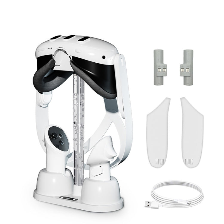 Ladestation-Aufbewahrungshalterung für Meta Quest 3 VR-Brille mit coolem RGB-Licht (Weiß)