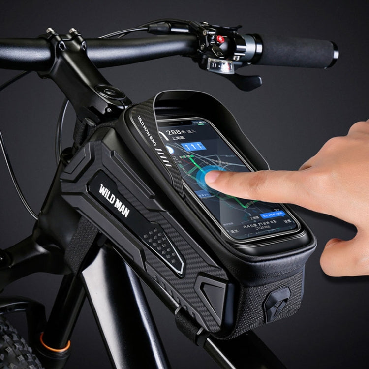 WILD MAN M30 1L Hard Shell Mountain Bike Front Beam Bag TPU Touch Screen Cycling Equipment Bag, M30 (Black), M30 (Black Red)