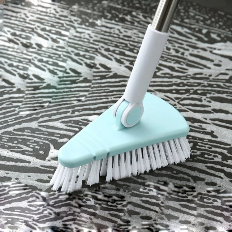 Triangular Floor Cleaning Brush Long Handle Stiff Bristle Corner Crevice Brush Blue