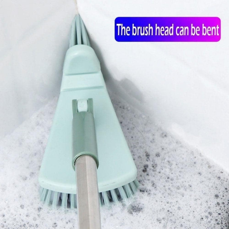 Triangular Floor Cleaning Brush Long Handle Stiff Bristle Corner Crevice Brush Blue