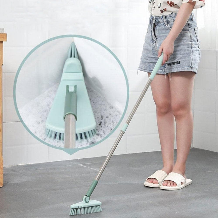 Triangular Floor Cleaning Brush Long Handle Stiff Bristle Corner Crevice Brush Blue