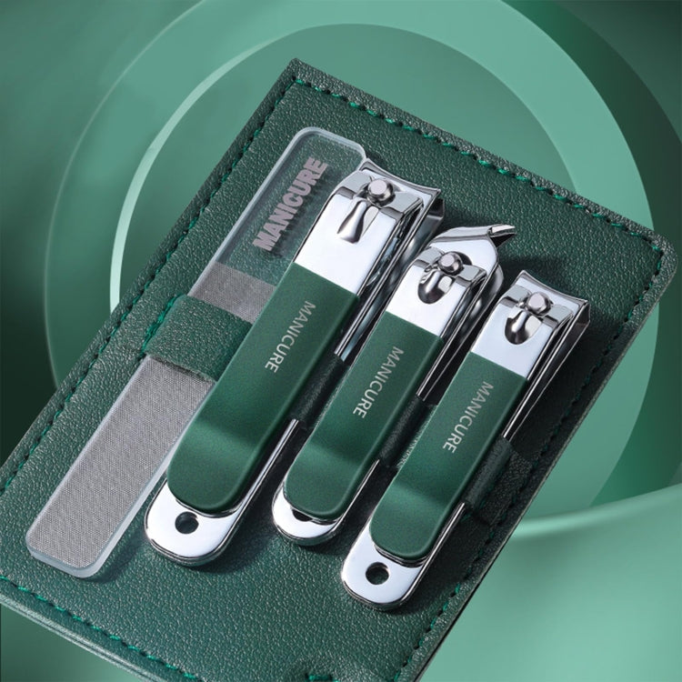 4pcs /Set Stainless Steel Nail Knife Set Household Portable Rotating Bag Nail Cutting Tool, Light Pink, Dark Green