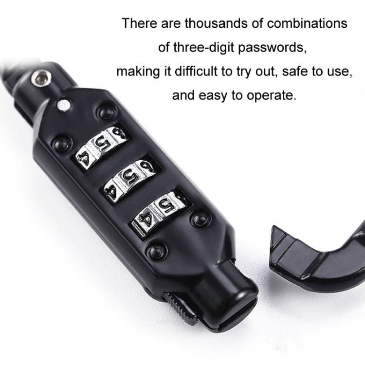 Universal Safety Code Wire Rope Helmet Lock for Motorcycles Bicycles, Black+Storage Bag