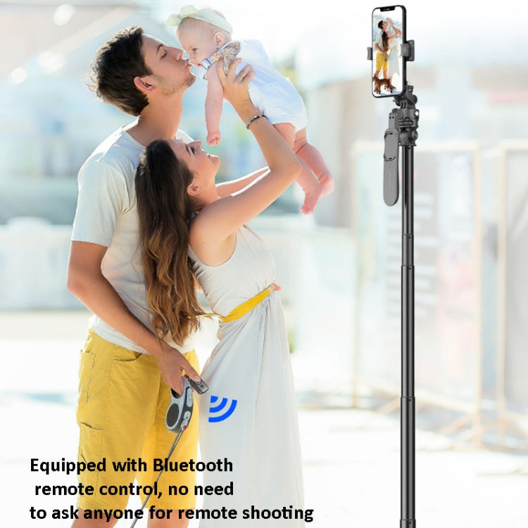 2m Metall-Stativ-Selfie-Stick mit 4 Erweiterungsschnittstellen für Handy und Kamera (Schwarz)