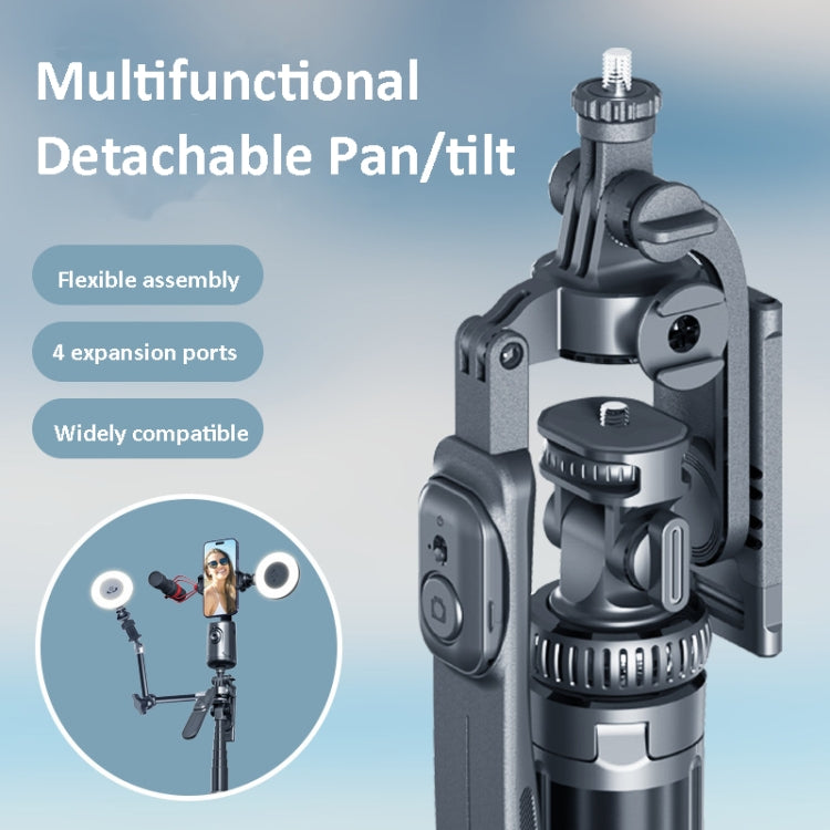 2m Metall-Stativ-Selfie-Stick mit 4 Erweiterungsschnittstellen für Handy und Kamera (Schwarz)