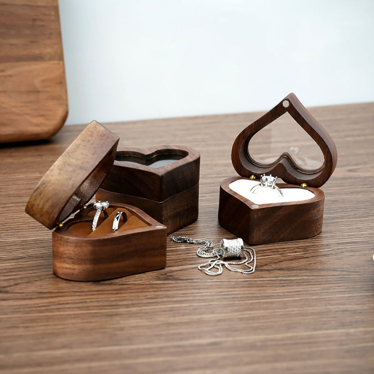 Wooden Heart Shape Ring Box Jewelry Storage Wedding Engagement Gift Box RB529-C2