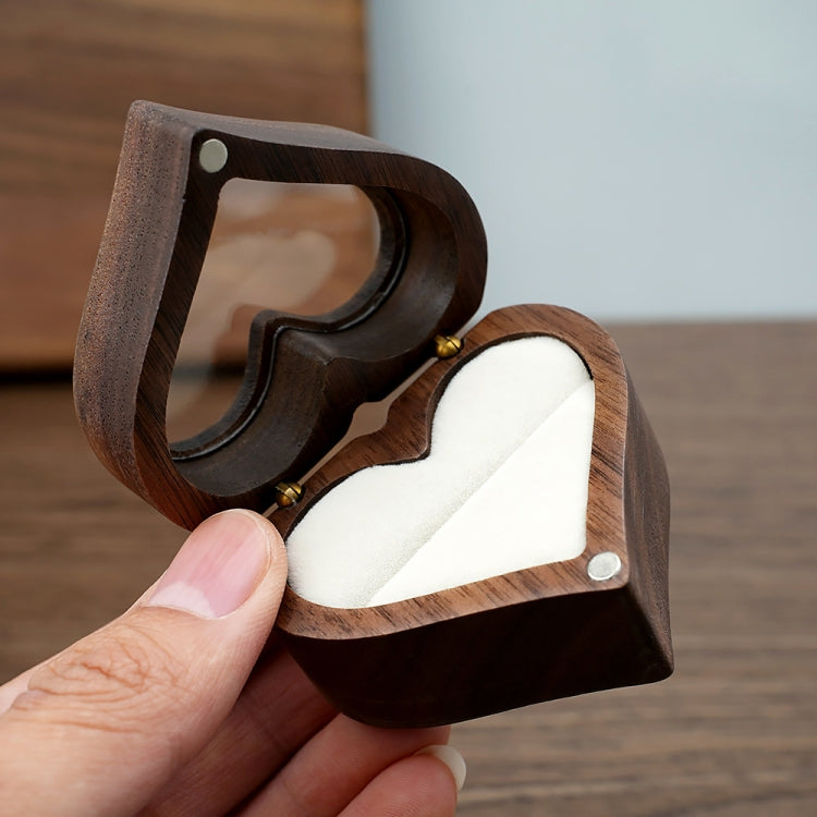 Wooden Heart Shape Ring Box Jewelry Storage Wedding Engagement Gift Box RB529-C2